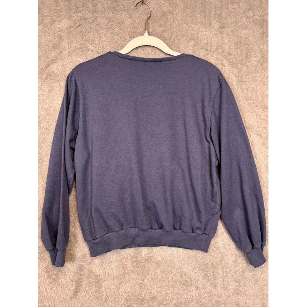 Alfred Dunner Petite‎ Blue Floral Embroidered Quilted Argyle Sweatshirt Medium P - Picture 4 of 7